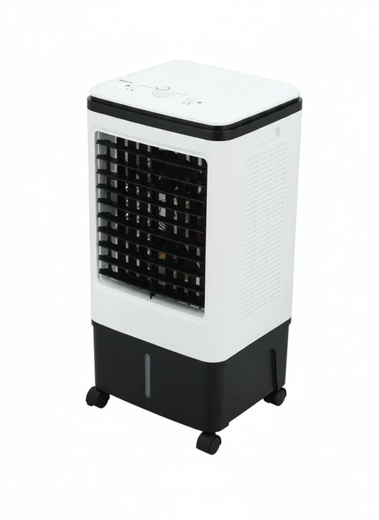 Portable 20L desert air cooler by tasawqli.store with strong cooling, three speed settings, and a compact design.
