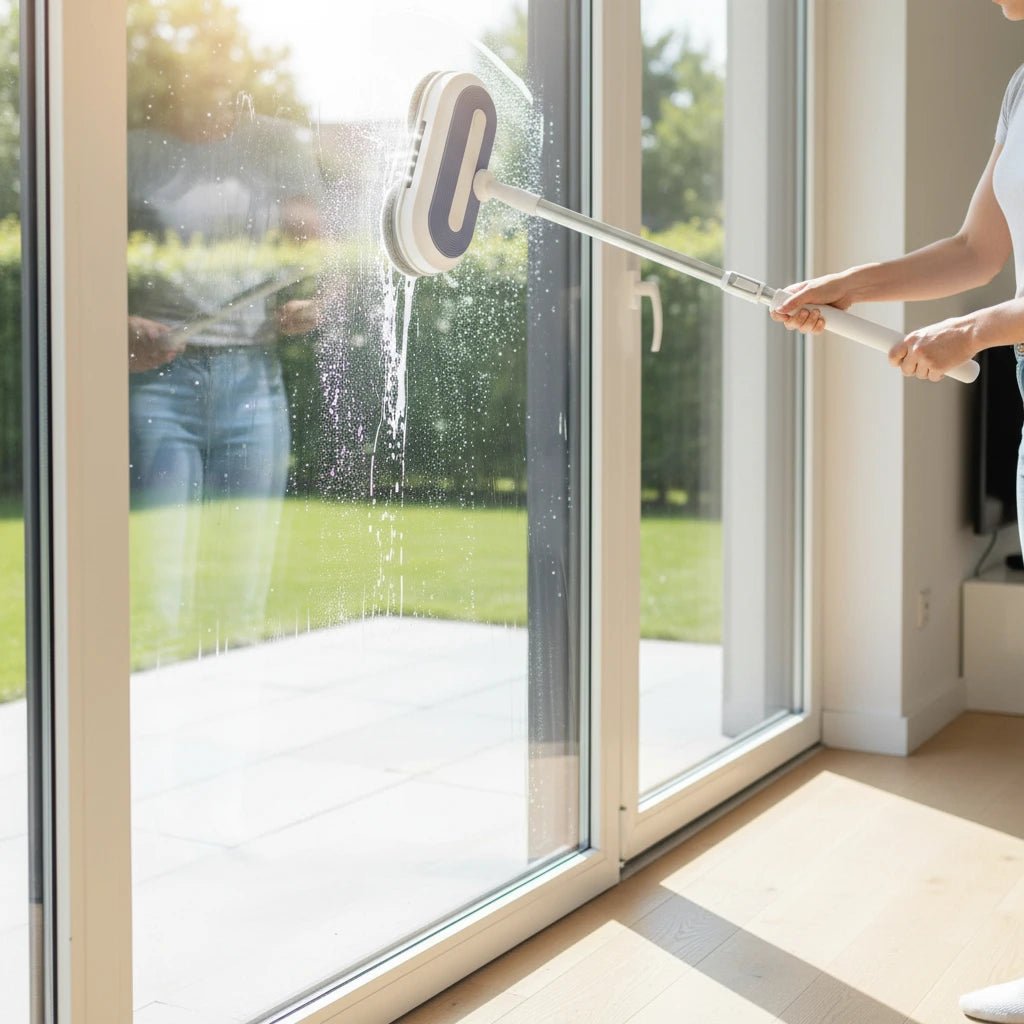 Wireless electric mop by Denx for easy, fast cleaning without effort, featuring a sleek design and ergonomic handle.