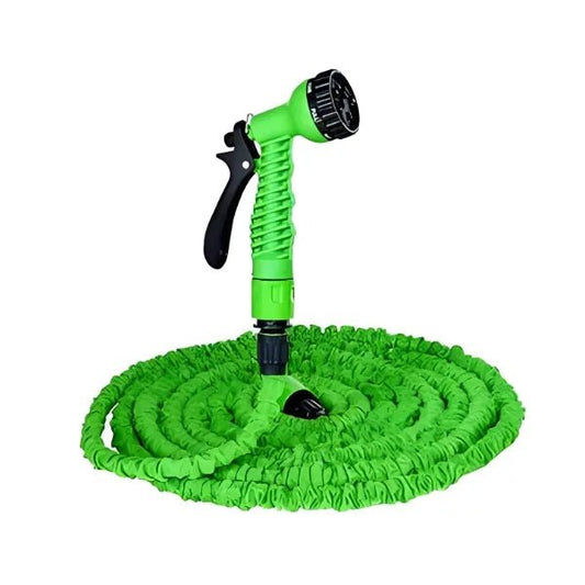 Expandable 30-meter water hose from tasawqli.store with anti-twist design, flexible and durable for watering gardens and outdoor use.