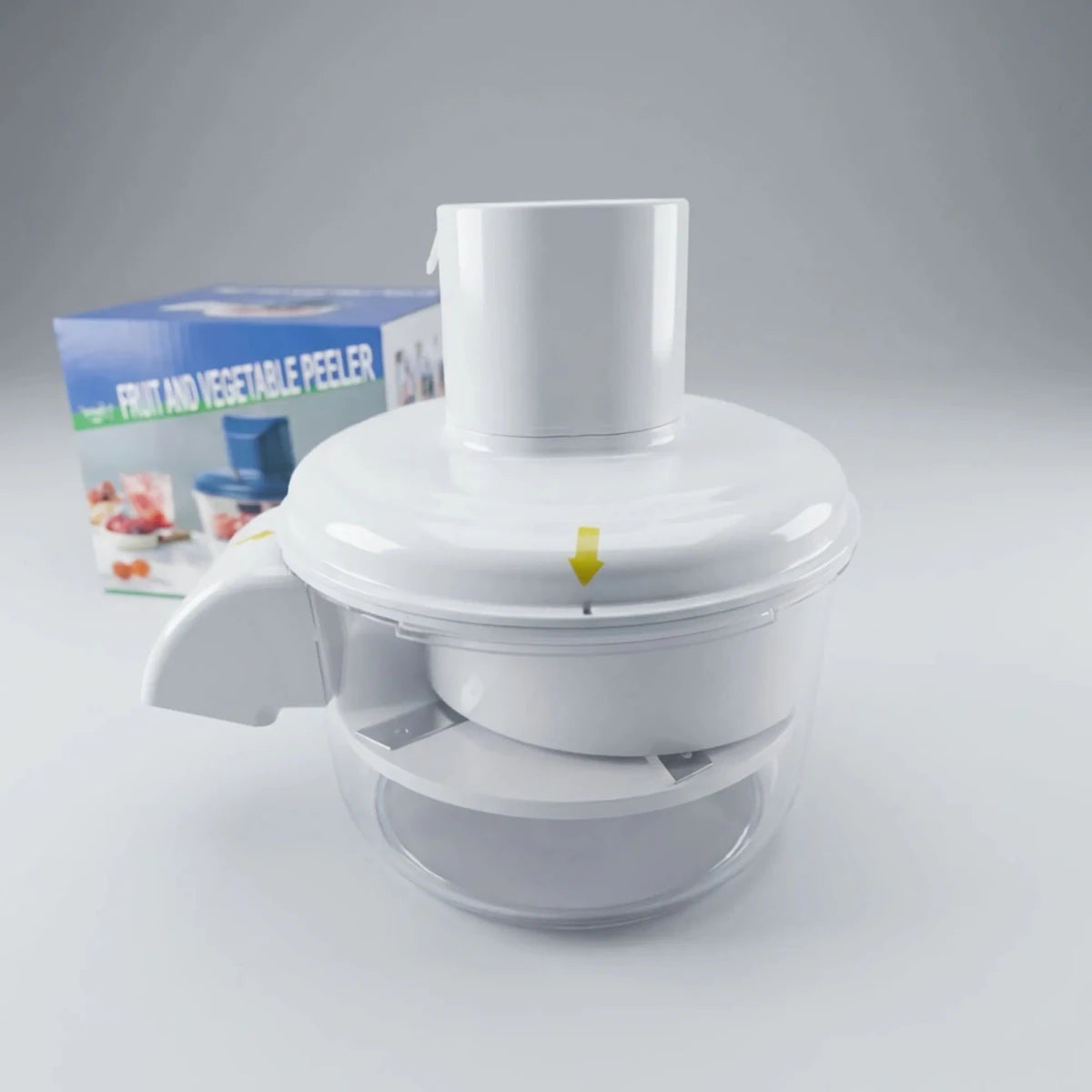 Electric smart peeler for fruits and vegetables with rechargeable battery, sleek design, and easy-to-use interface.
